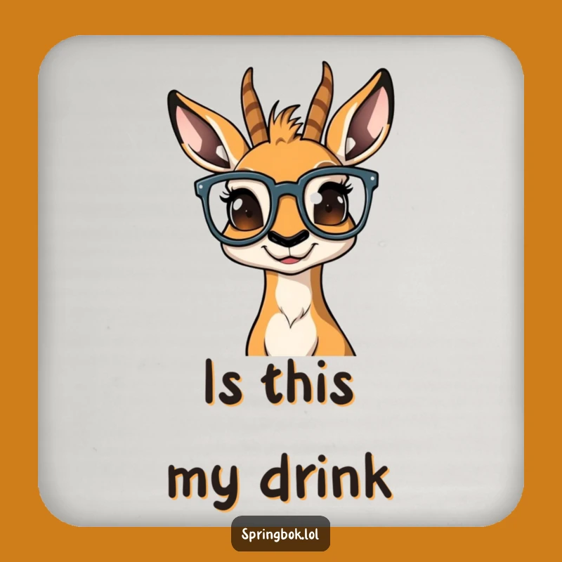 Funny Bewildered Springbok Coaster: Protect Surfaces With a Laugh