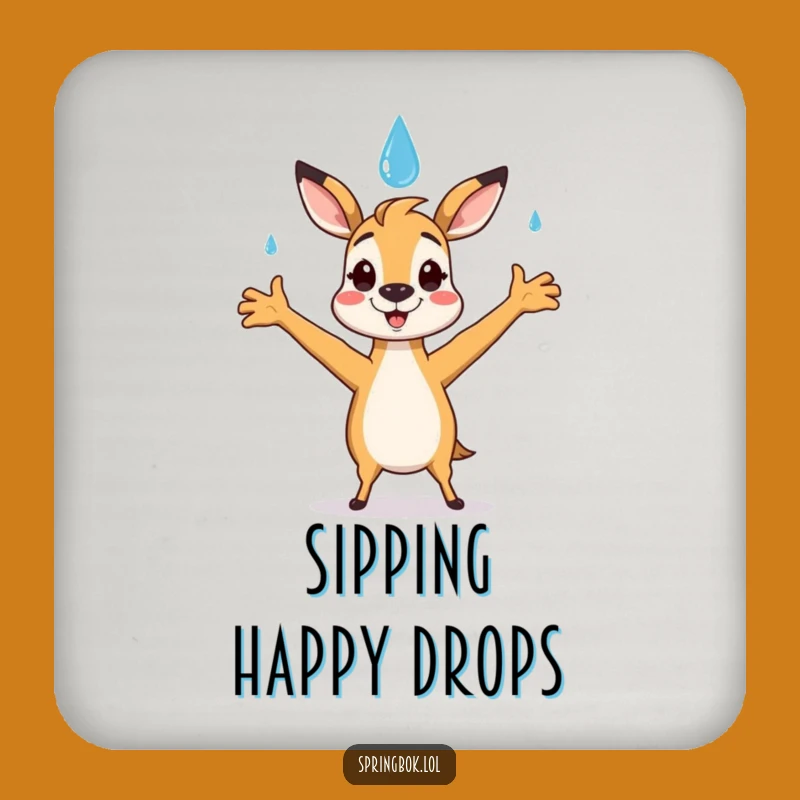 Funny Springbok Raindrop Coaster: Happy Catch Decor