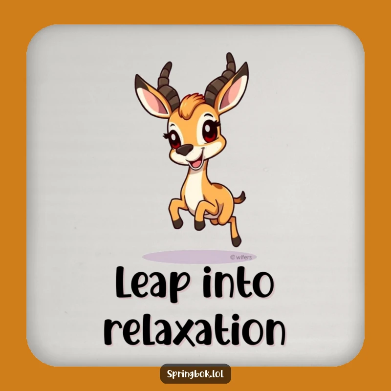 Funny Springbok Hopping Grin Coaster - Cheerful Drink Protection