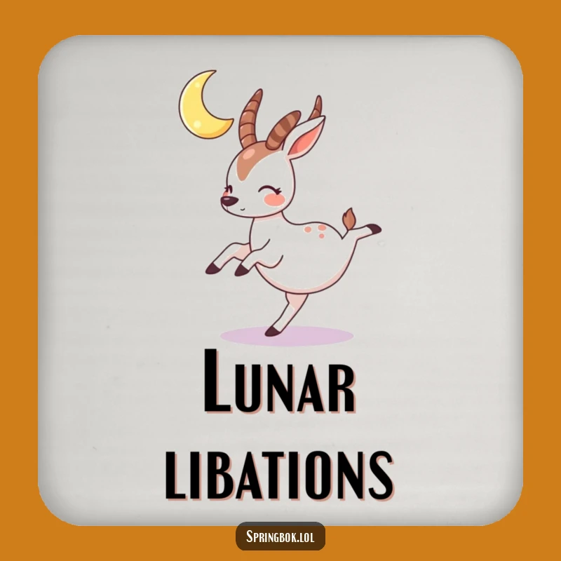 Funny Springbok Moon Coasters: Nighttime Charm, Perfect Funny Gift