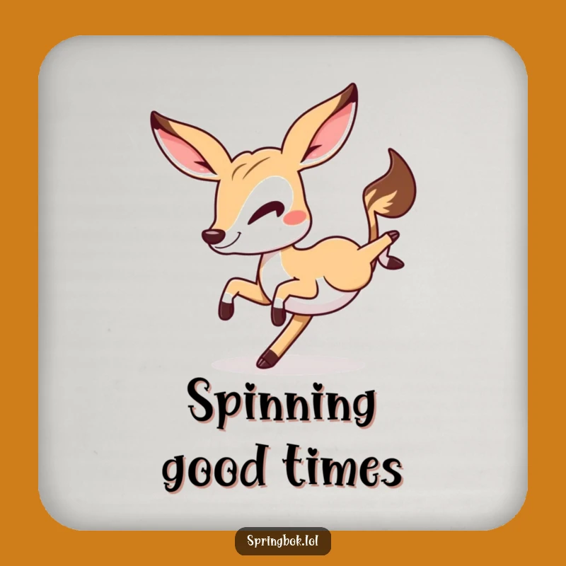 Funny Springbok Cartwheel Coaster: Protect Surfaces with Hilarious Antelope Art