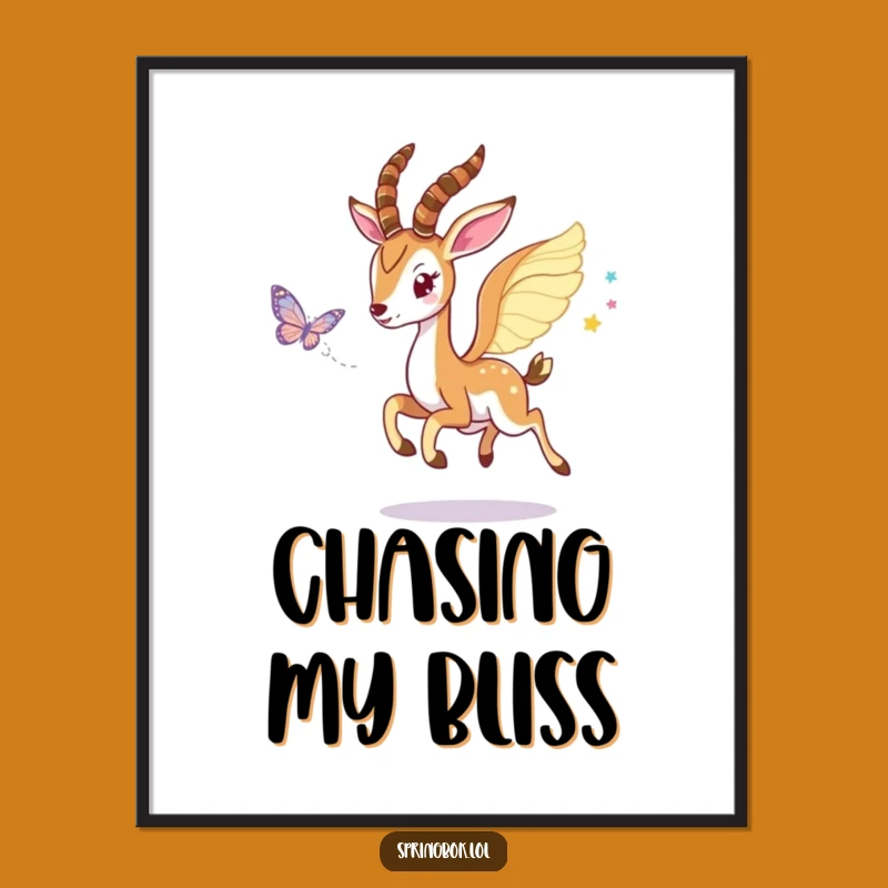 Funny Winged Springbok Poster: Decorate with Ethereal Charm