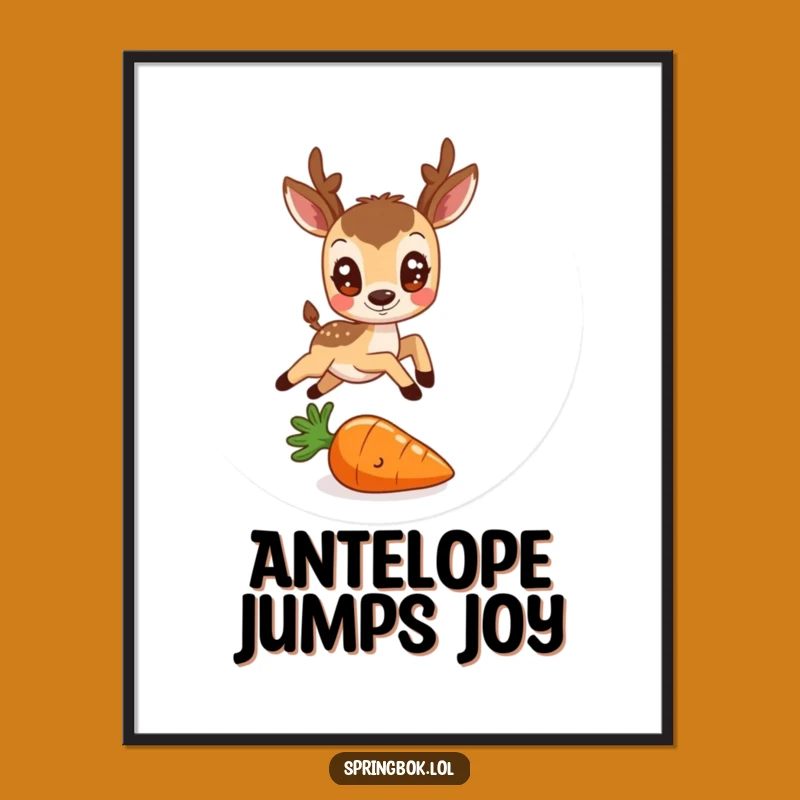 Funny Antelope & Carrot Poster: Whimsical Wall Art for a Cheerful Gift!
