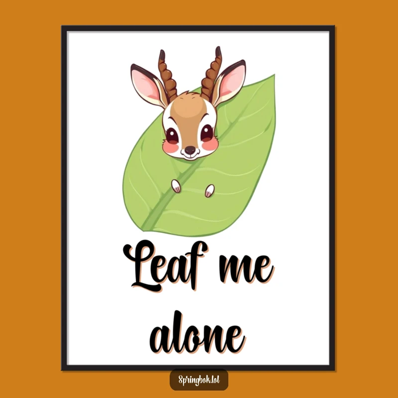 Funny Blushing Antelope Poster: Charming Peek-a-Boo Wild Animal Wall Art, Ideal Funny Gift!