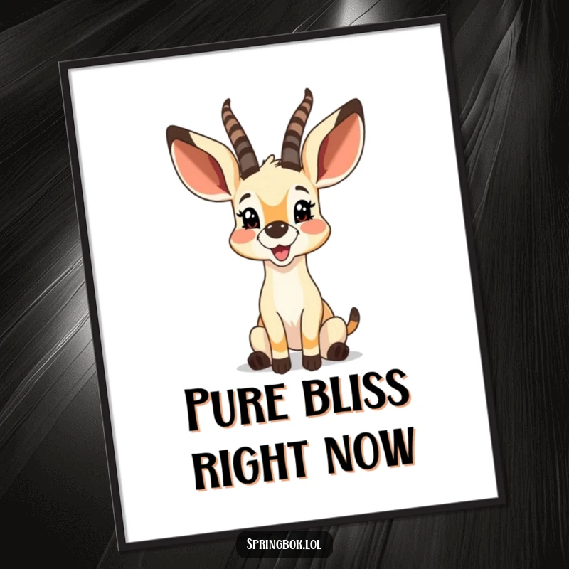 Funny springbok with large, bouncy ears twitching with gleeful joy, perfect for cheerful wall art.