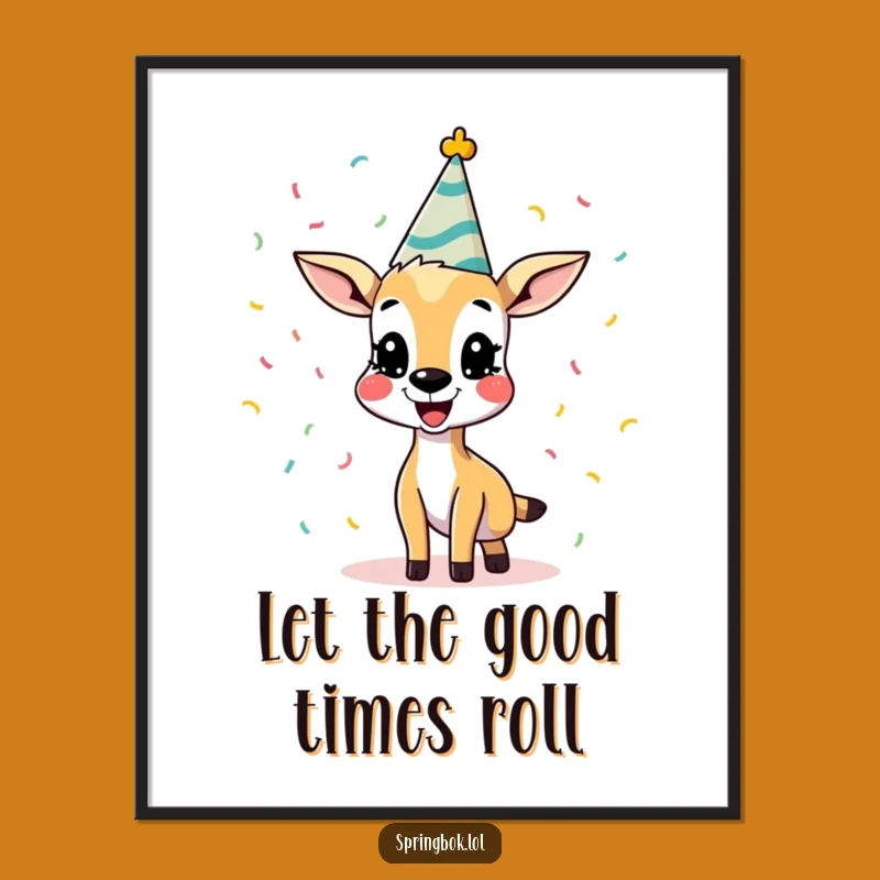 Funny Springbok Party Poster: Brighten Walls with This Hilarious Confetti Throwing Animal Art