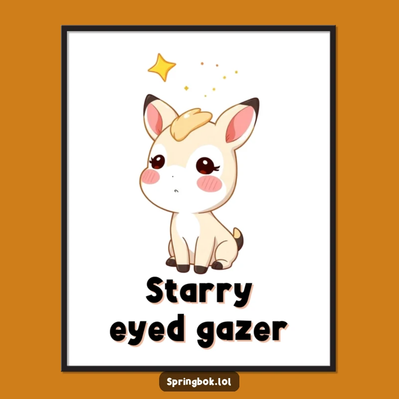 Funny Starry Sky Springbok Poster: Whimsical Dreamer Antelope Art