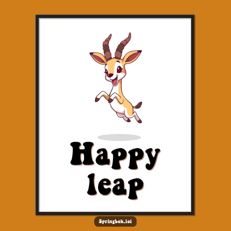 Funny Joyful Springbok Poster - Whimsical Animal Wall Art