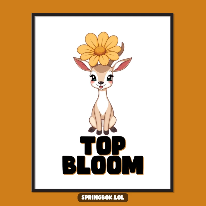 Funny Antelope Art Poster: Flower Balance Scene, Cool Funny Gift