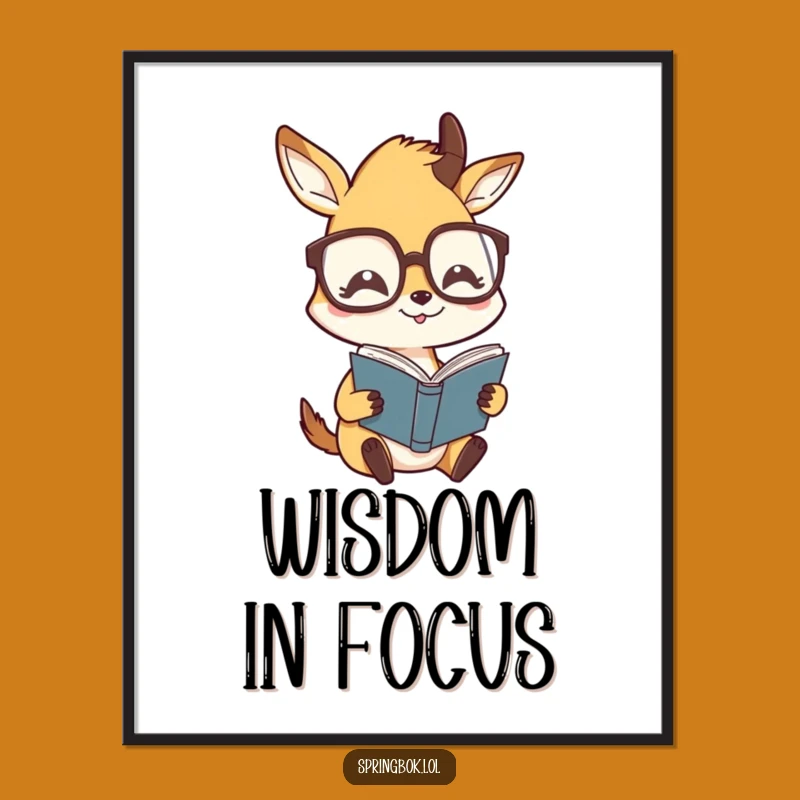 Funny Springbok Glasses Poster - Humorous Wall Art for Book Lover's Den