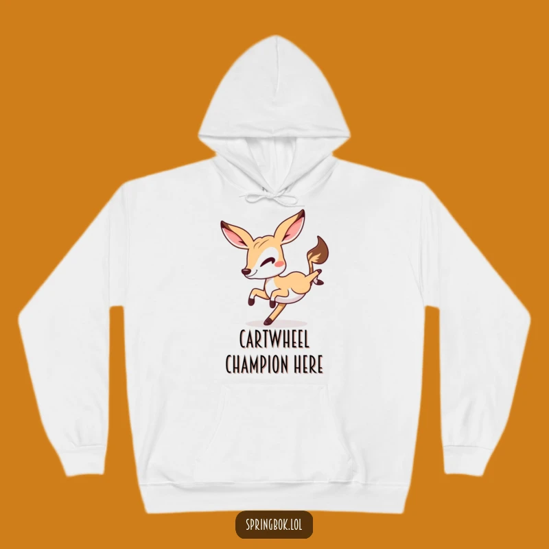Funny Springbok Cartwheel Hoodie: Cozy and Hilarious Winking Springbok Apparel