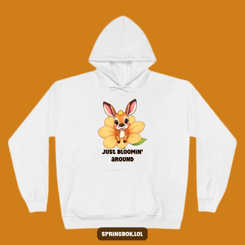 Funny Springbok Flower Peek Hoodie - Cozy Springbok's Playful Surprise Sweatshirt