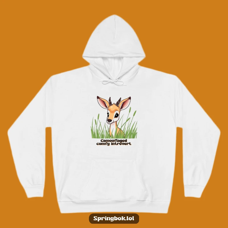 Funny Springbok Peeking Hoodie: Grass Cover Surprise, Warm & Hilarious, Best Funny Gift!