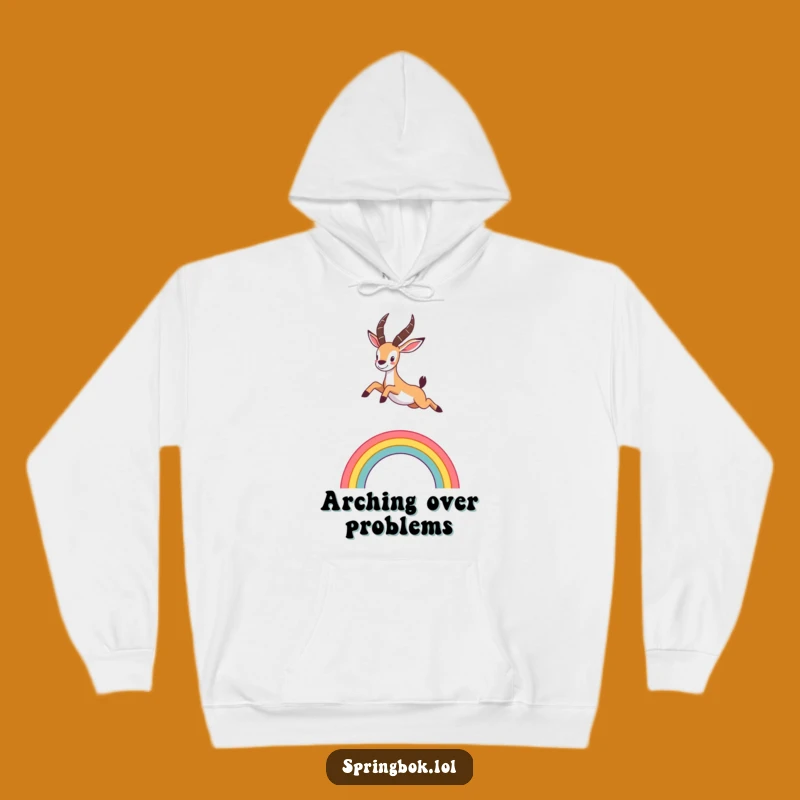 Funny Springbok Rainbow Hoodie: Cozy Leap, Cute Animal Comfort, Warm Funny Gift