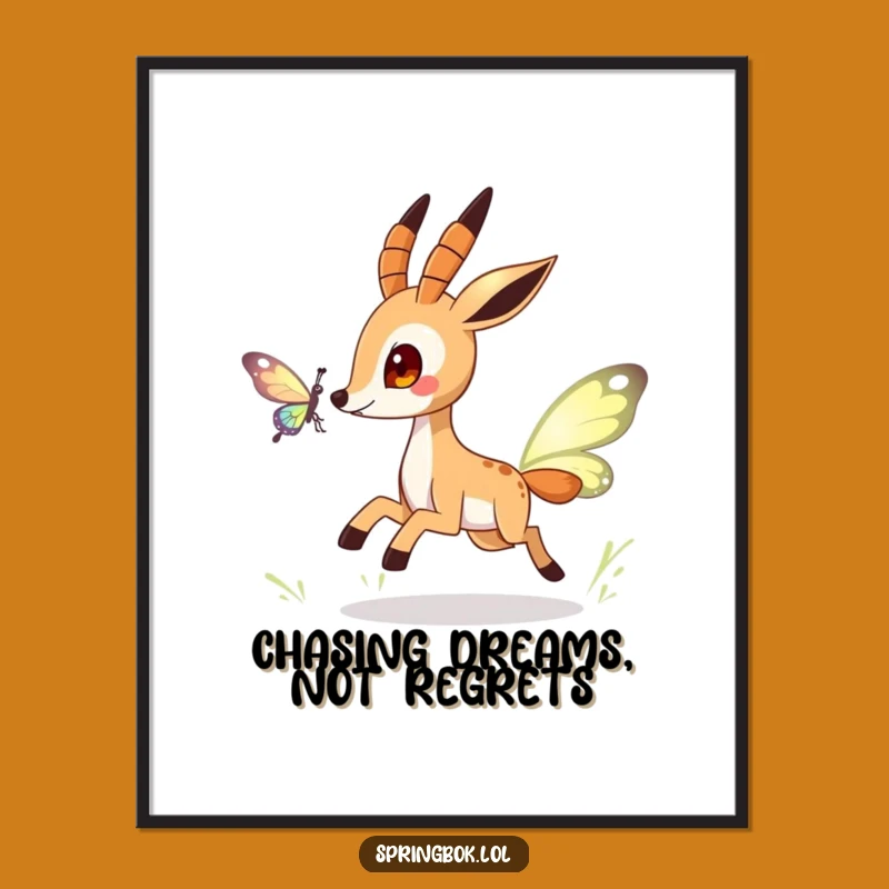 Free Printable Funny Springbok Wall Art: Butterfly Chase Downloadable Decor Gift