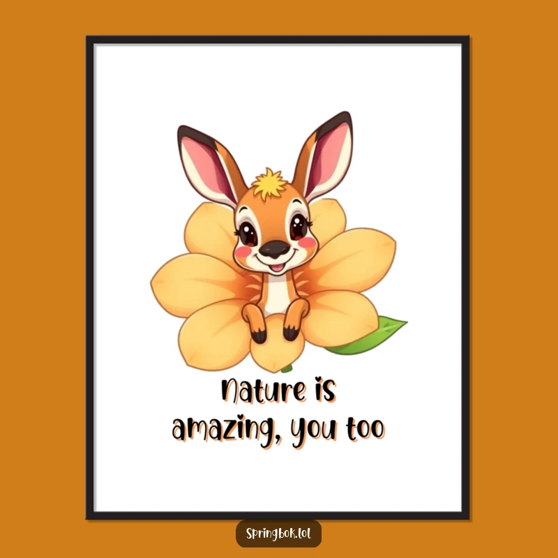 Free Printable Springbok Wall Art: Cheerful Flower Peek for Funny Downloadable Decor