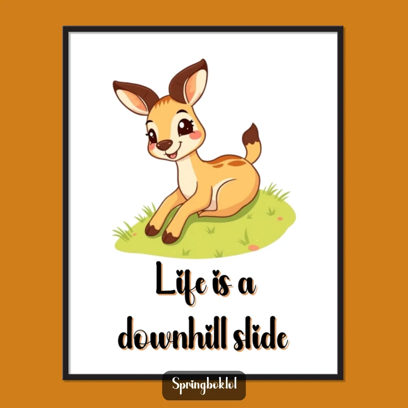 Free Printable Springbok Wall Art: Silly Hill Slide for Funny Downloadable Decor