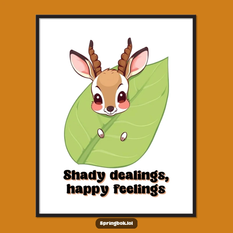 Free Printable Wall Art: Blushing Antelope Hiding Funny Downloadable Art