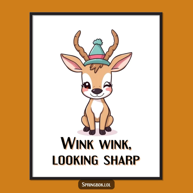 Free Printable Wall Art: Winking Antelope Silly Hat Downloadable