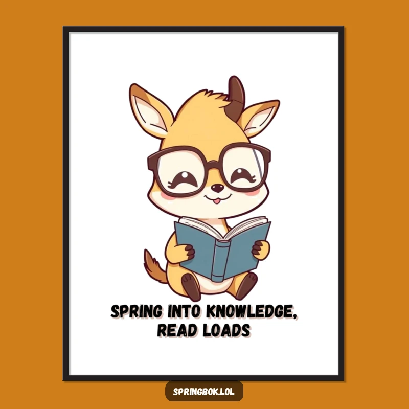 Funny Free Printable Wall Art: Bookish Springbok Decor