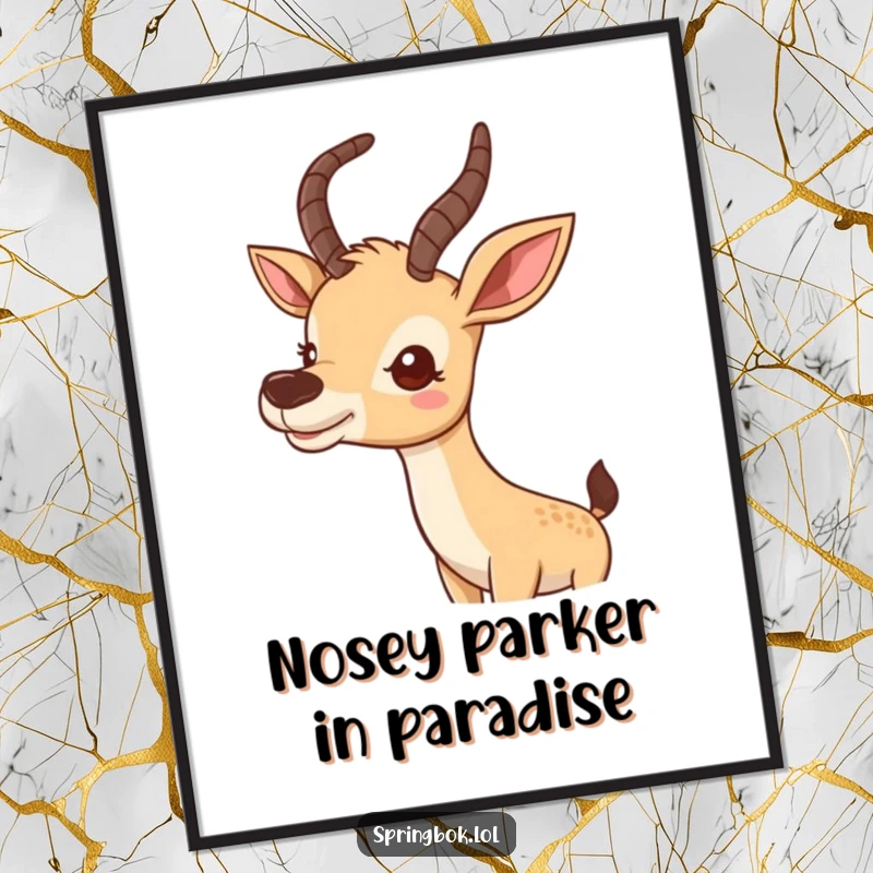 Funny Free Printable Wall Art: A cute antelope wiggles its nose with a whimsical and curious expression, perfect for wall decor.