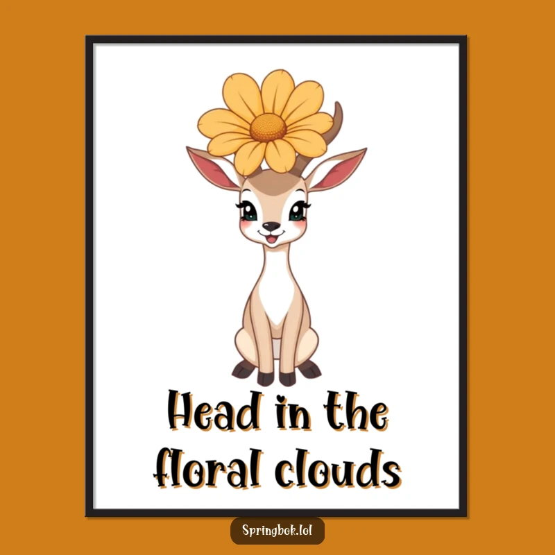 Funny Free Printable Wall Art: Happy Flower Antelope Art