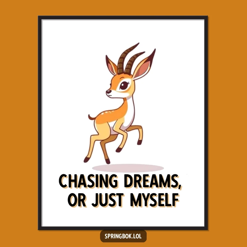 Funny Free Printable Wall Art: Playful Springbok Chasing Shadow for Whimsy!