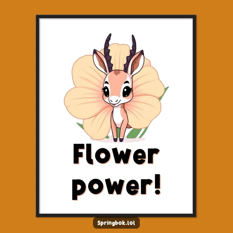 Funny Free Printable Wall Art: Springbok Flower Peek, Hilarious Downloadable Decor