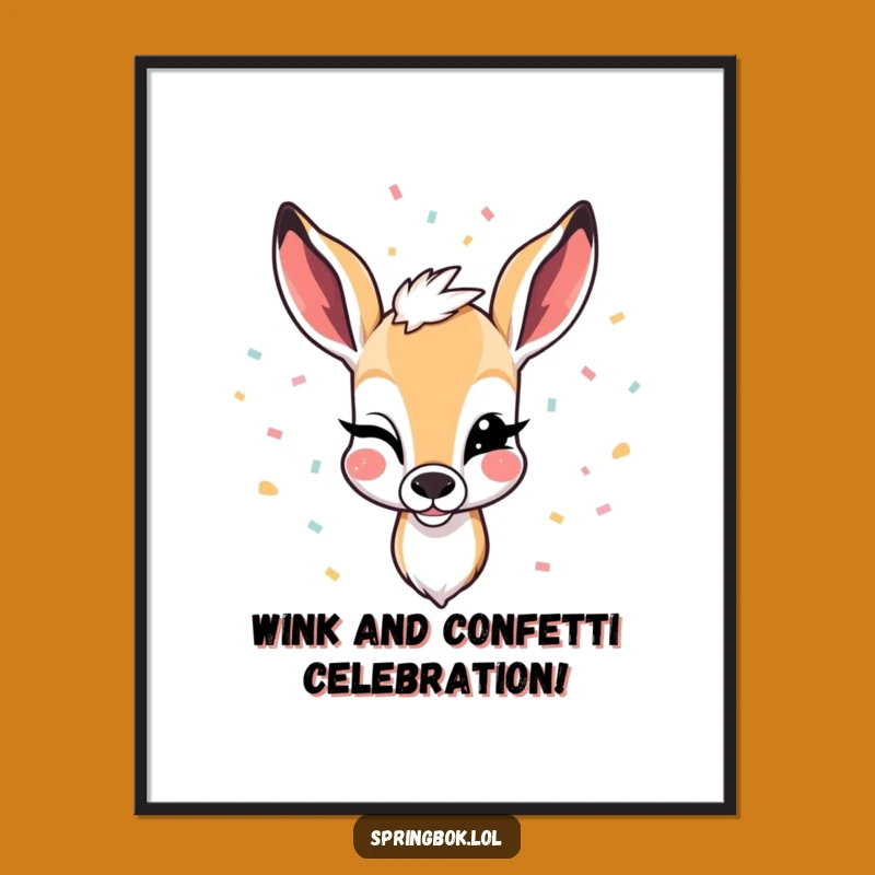 Funny Free Printable Wall Art: Winking Springbok Confetti - Downloadable Decor