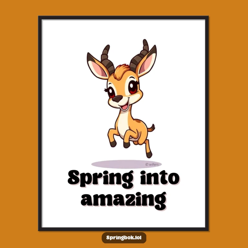 Funny Springbok Hop Free Printable Wall Art: Joyful Animal Downloadable Decor