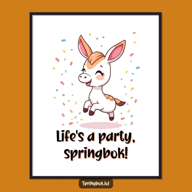 Free Printable Wall Art: Kawaii Springbok Confetti, Cute Downloadable Decor Gift