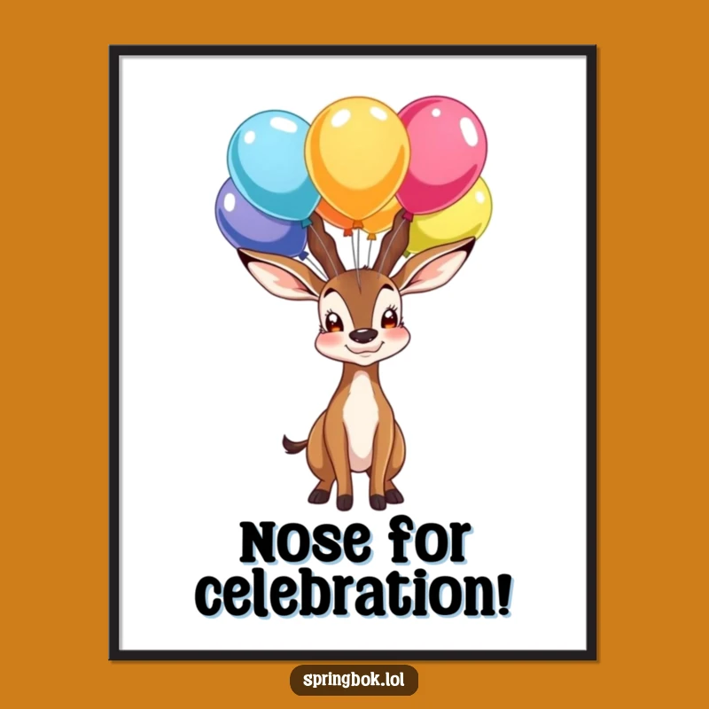 Fun Free Printable Wall Art: Proud Springbok Balloon Balance Downloadable Decor