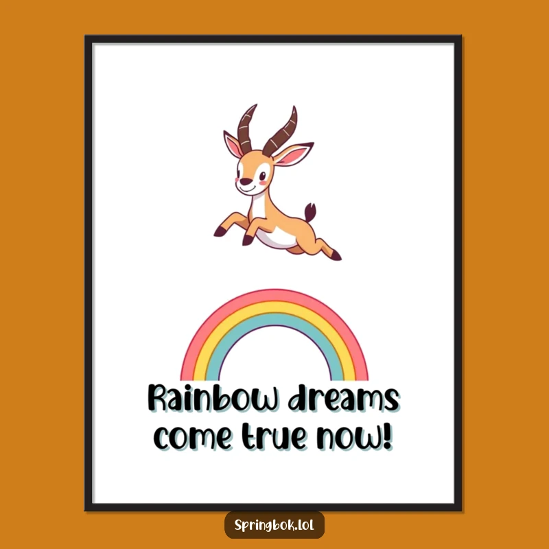 Free Printable Wall Art: Springbok Rainbow Leap - Whimsical Downloadable Art