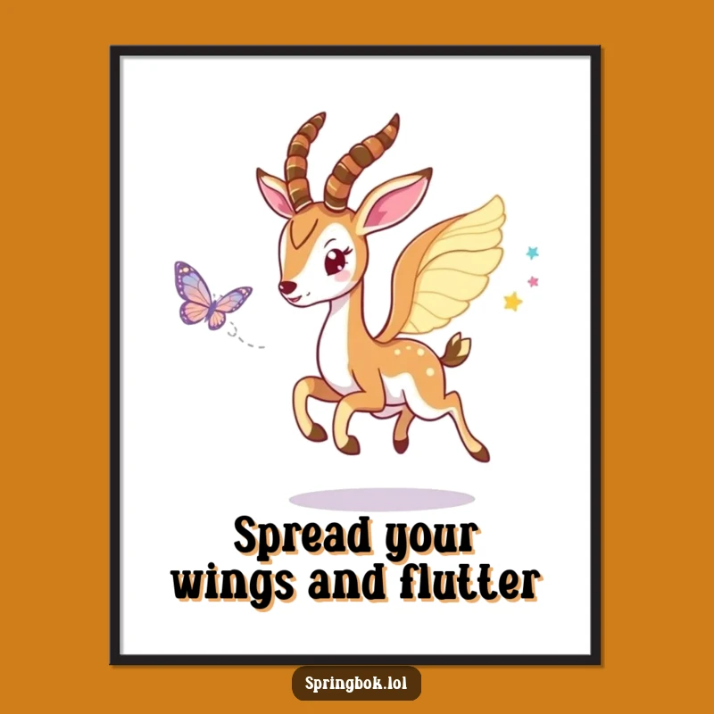 Free Printable Wall Art: Whimsical Springbok Wings Art for a Hilarious Downloadable Gift!