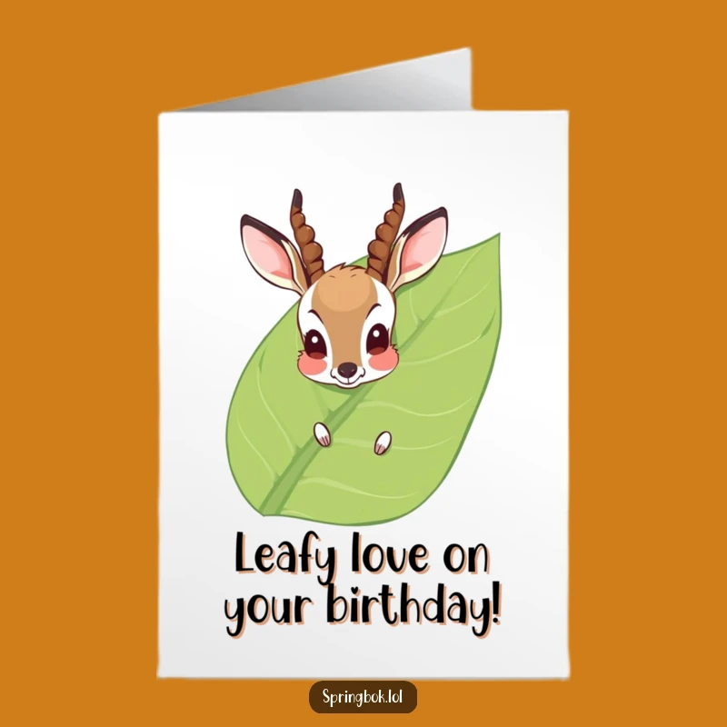 Free Printable Birthday Card: Blushing Antelope Hiding Funny Greeting