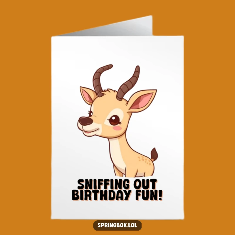 Free Printable Birthday Card: Curious Antelope Cute Funny Greeting