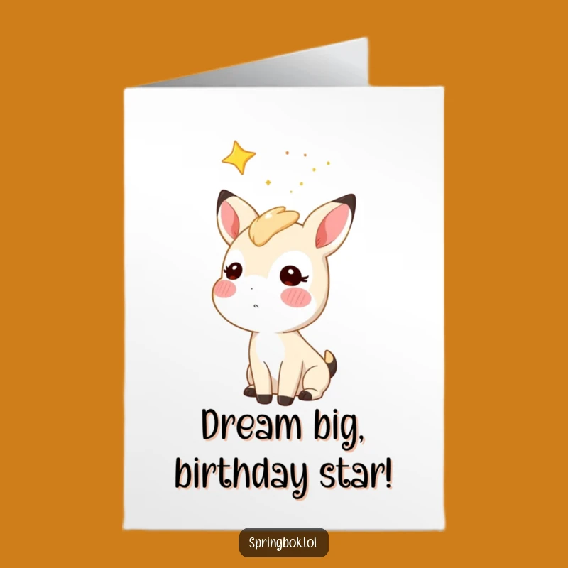 Free Printable Birthday Card: Starry Springbok Dreams - Funny Downloadable Wish!