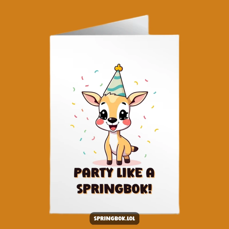 Funny Free Printable Birthday Card: Springbok Party Animal, Instant Download DIY Gift