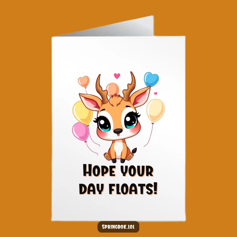 Free Printable Springbok Juggling Balloons Birthday Card: Funny Downloadable Gift for Joyful Celebrations
