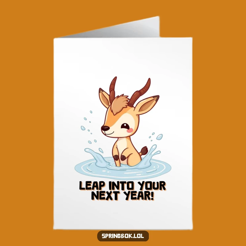 Free Printable Birthday Card: Springbok Splash Fun, Downloadable Humor for Kids!