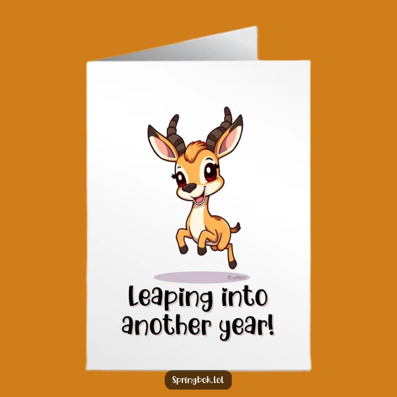 Joyful Springbok Hop Free Printable Birthday Card: Funny Animal Downloadable Gift