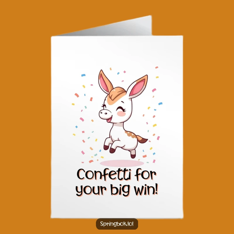 Free Printable Congrats Card: Kawaii Springbok Confetti, Downloadable Celebration Gift