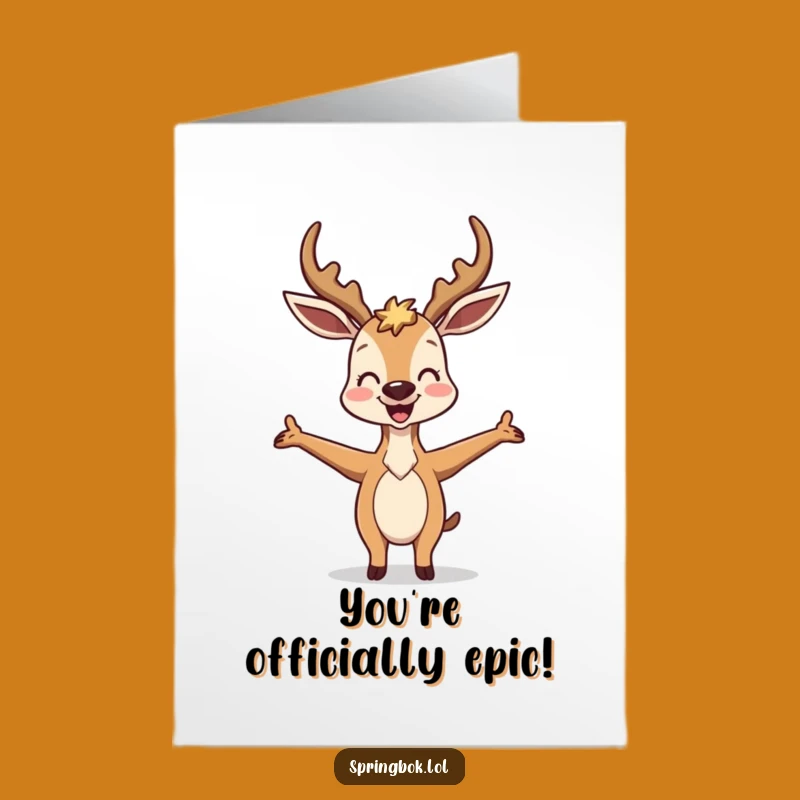 Free Printable Antelope Congrats Card: Joyful Silly Pose for Big Achievements
