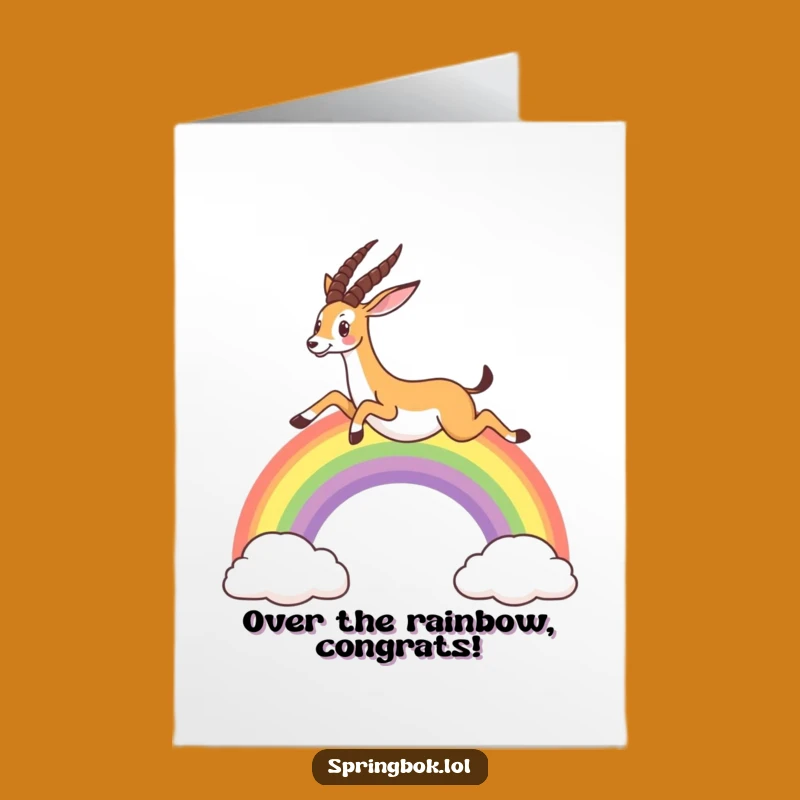 Free Printable Congrats Card: Rainbow Springbok Leap - Hilarious Downloadable Gift