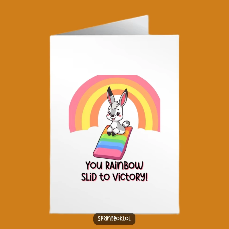 Free Printable Congrats Card: Rainbow Springbok Slide Downloadable Gift