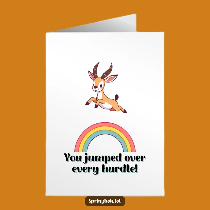Free Printable Congrats Card: Springbok Rainbow Leap - Celebrate Success!