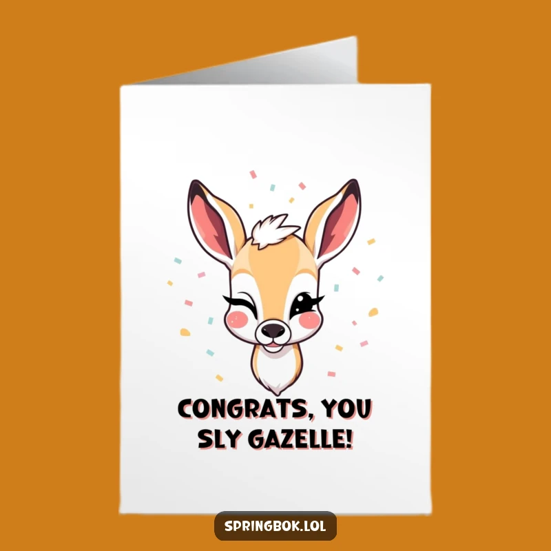 Free Printable Congrats Card: Winking Springbok & Confetti - Hilarious Gift