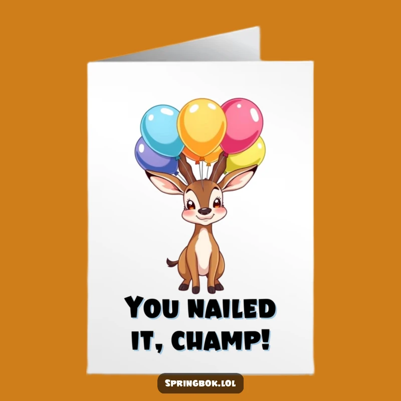 Free Printable Congratulations Card: Proud Springbok Balloons Downloadable Success