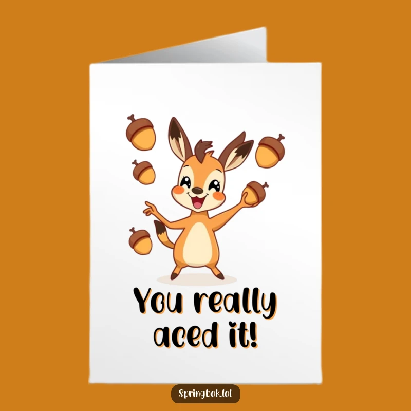 Free Printable Springbok Acorn Juggling Congrats Card: Fun Downloadable Gift
