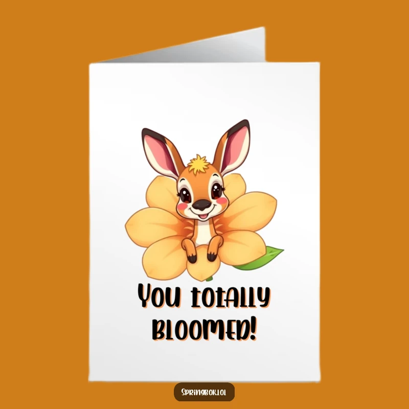 Free Printable Springbok Congrats Card: Playful Flower Peek for a Funny Downloadable Gift